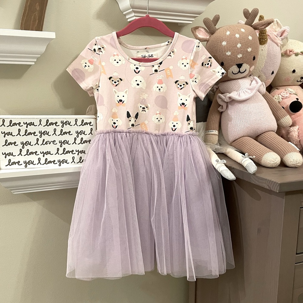 Taylor Joelle purple puppy dog dress sz 5